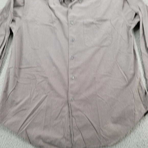 Nautica Shirt Mens Large Brown Striped Button Down Long Sleeve Pocket - Picture 8 of 13